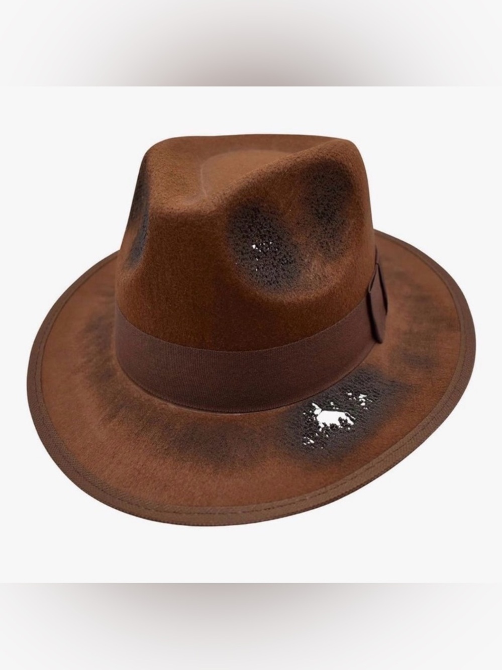 Nicky Bigs Adult Burned Brown Fedora Hat Zombie Cosplay Halloween Adjustable